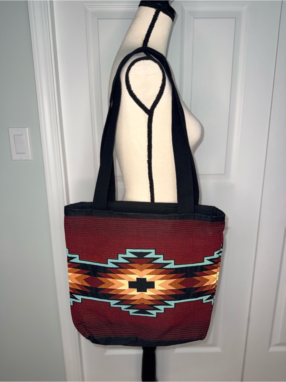 Vintage Southwestern Aztec Tapestry Tote Bag – Southwestern Geometric Woven